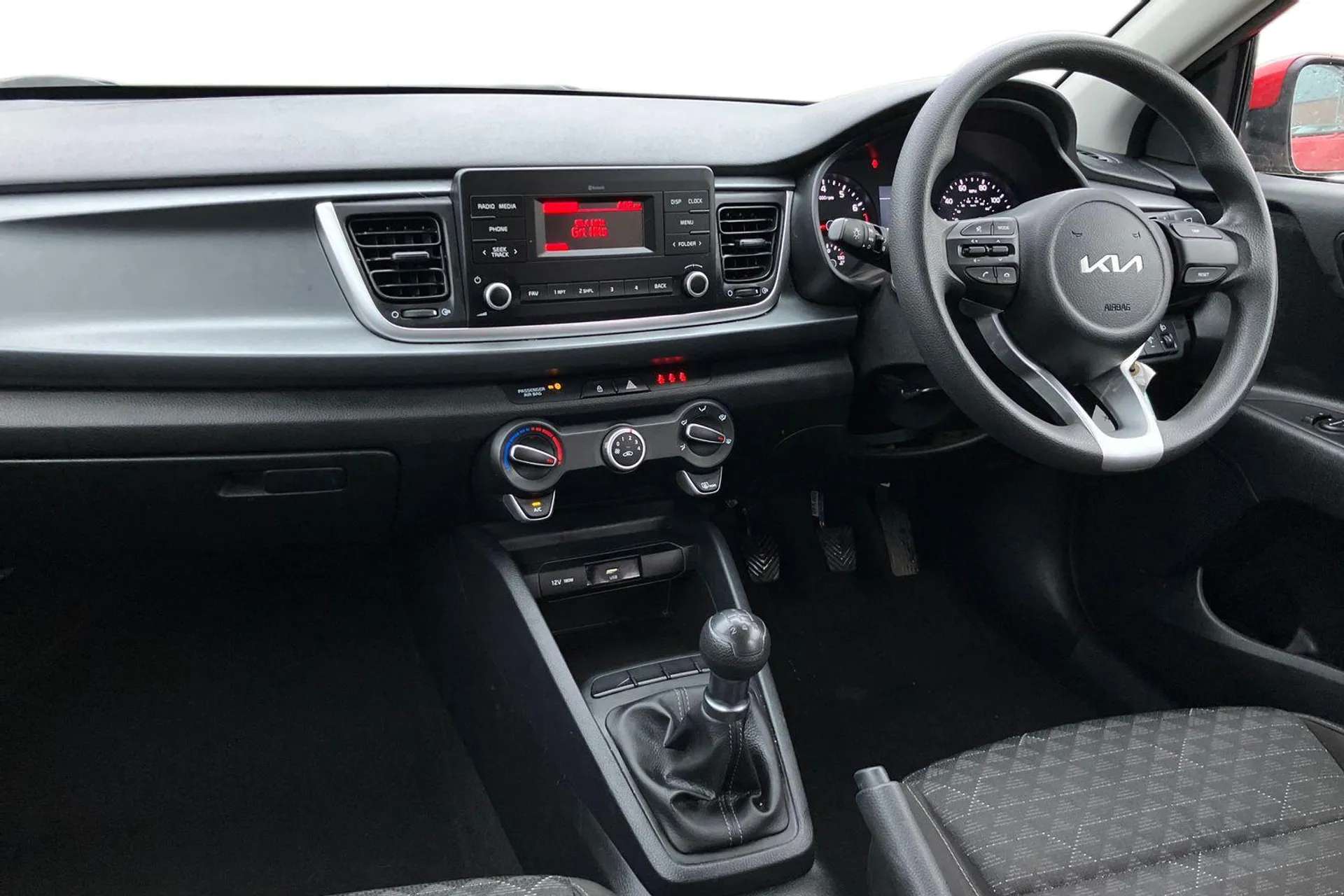 A 2022 KIA RIO 1.2 DPi 1 5dr [ Gear selection indicator , Bluetooth connectivity including audio streaming , Advanced driving assistance pack , 15" steel wheels with A 2022 KIA RIO 1.2 DPi 1 5dr [ Gear selection indicator , Bluetooth connectivity including audio streaming , Advanced driving assistance pack , 15" steel wheels with