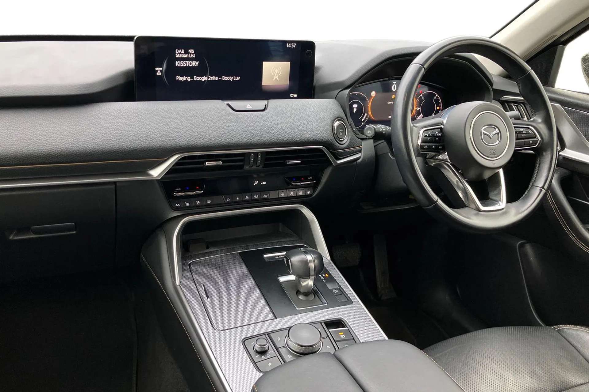 A 2023 MAZDA CX-60 2.5 PHEV Homura 5dr Auto [ Power lift gate with handsfree function , Blind spot assist , Reversing camera with static guide lines , 20" Black metallic A 2023 MAZDA CX-60 2.5 PHEV Homura 5dr Auto [ Power lift gate with handsfree function , Blind spot assist , Reversing camera with static guide lines , 20" Black metallic