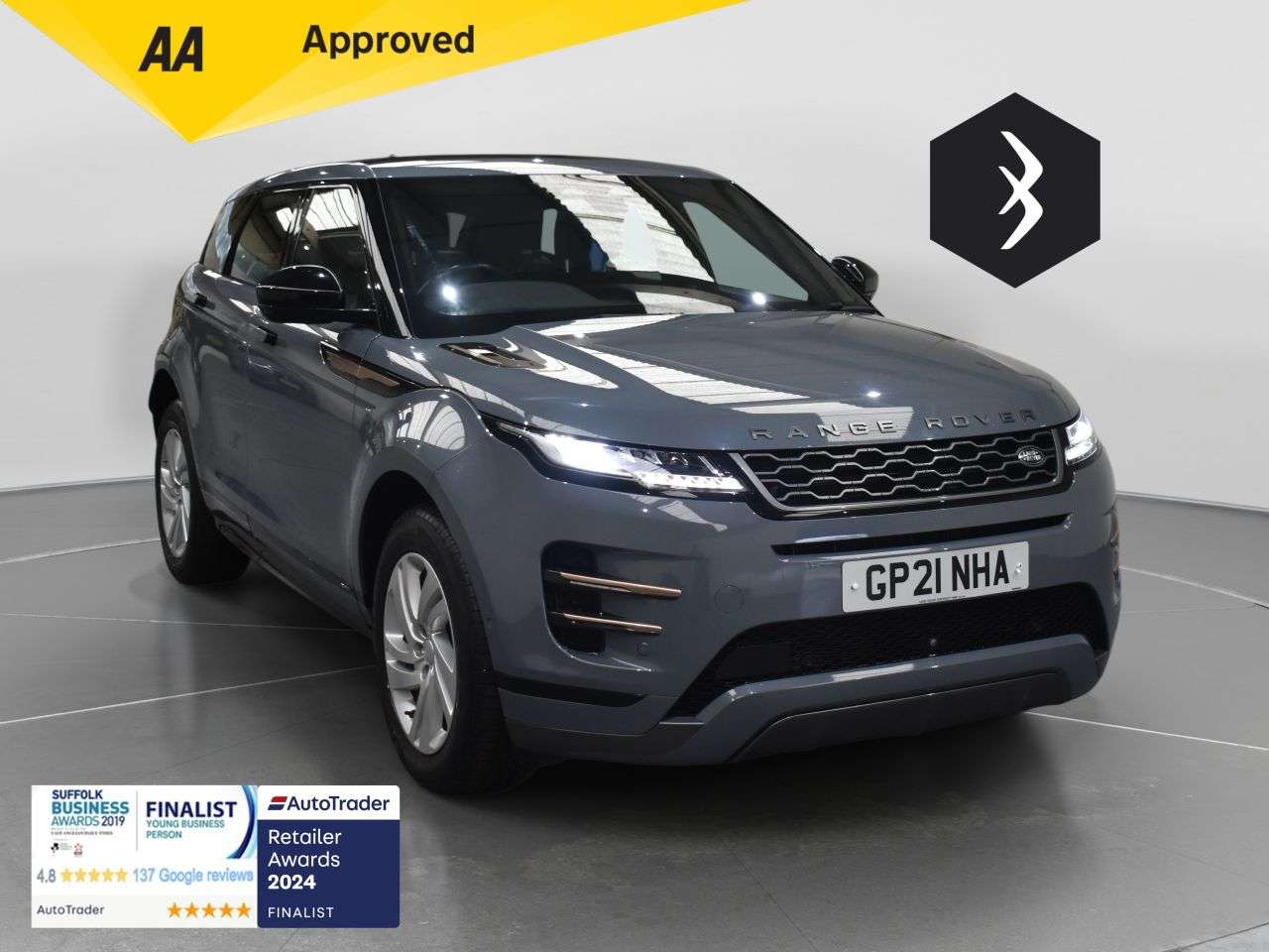 A 2021 LAND ROVER RANGE ROVER EVOQUE 1.5 P300e 12.2kWh R-Dynamic S SUV 5dr Petrol Plug-in Hybrid Auto 4WD Euro 6 A 2021 LAND ROVER RANGE ROVER EVOQUE 1.5 P300e 12.2kWh R-Dynamic S SUV 5dr Petrol Plug-in Hybrid Auto 4WD Euro 6