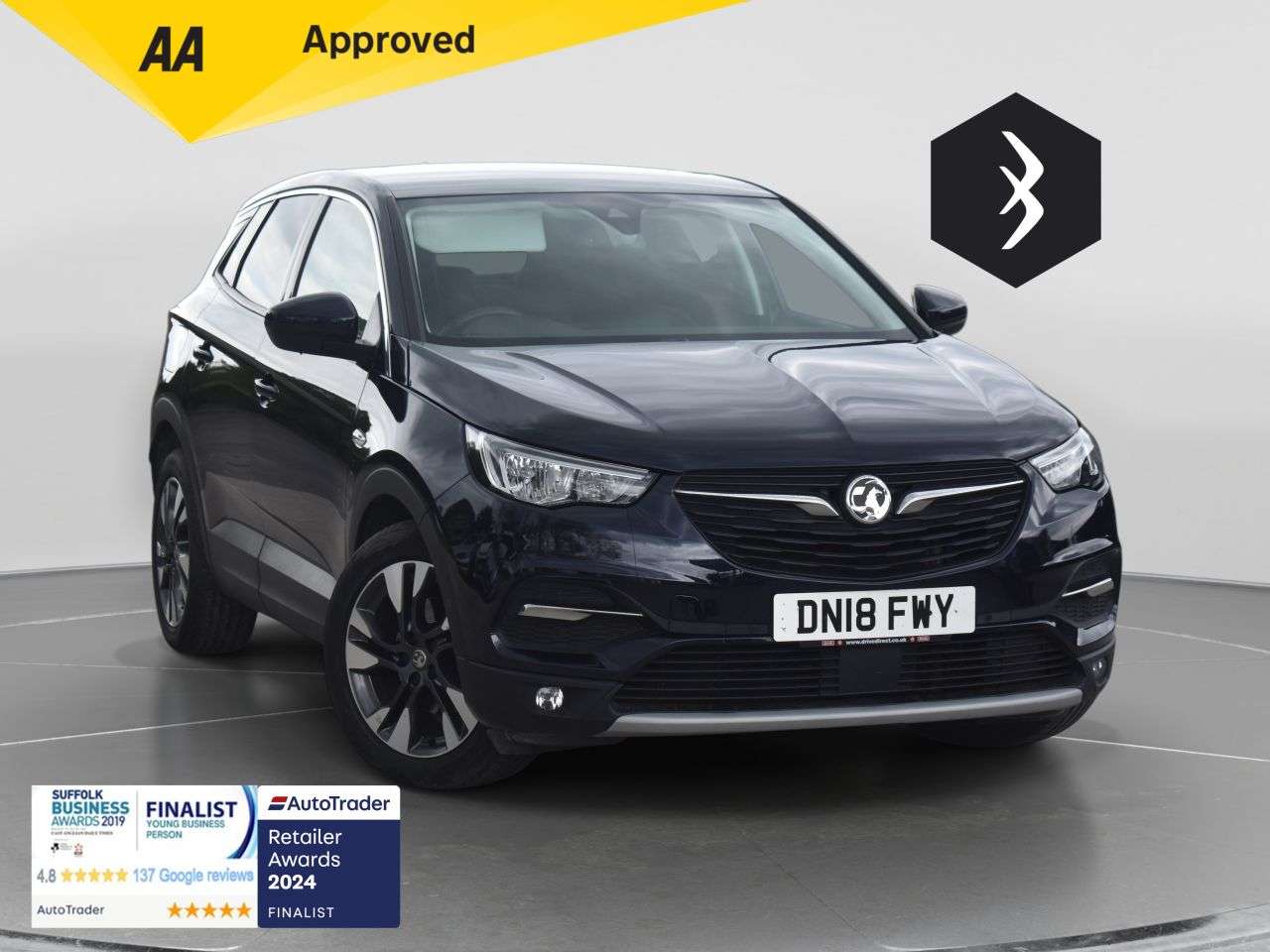 A 2018 VAUXHALL GRANDLAND X 1.6 Turbo D BlueInjection Sport Nav SUV 5dr Diesel Auto Euro 6 (s/s) (120 p A 2018 VAUXHALL GRANDLAND X 1.6 Turbo D BlueInjection Sport Nav SUV 5dr Diesel Auto Euro 6 (s/s) (120 p