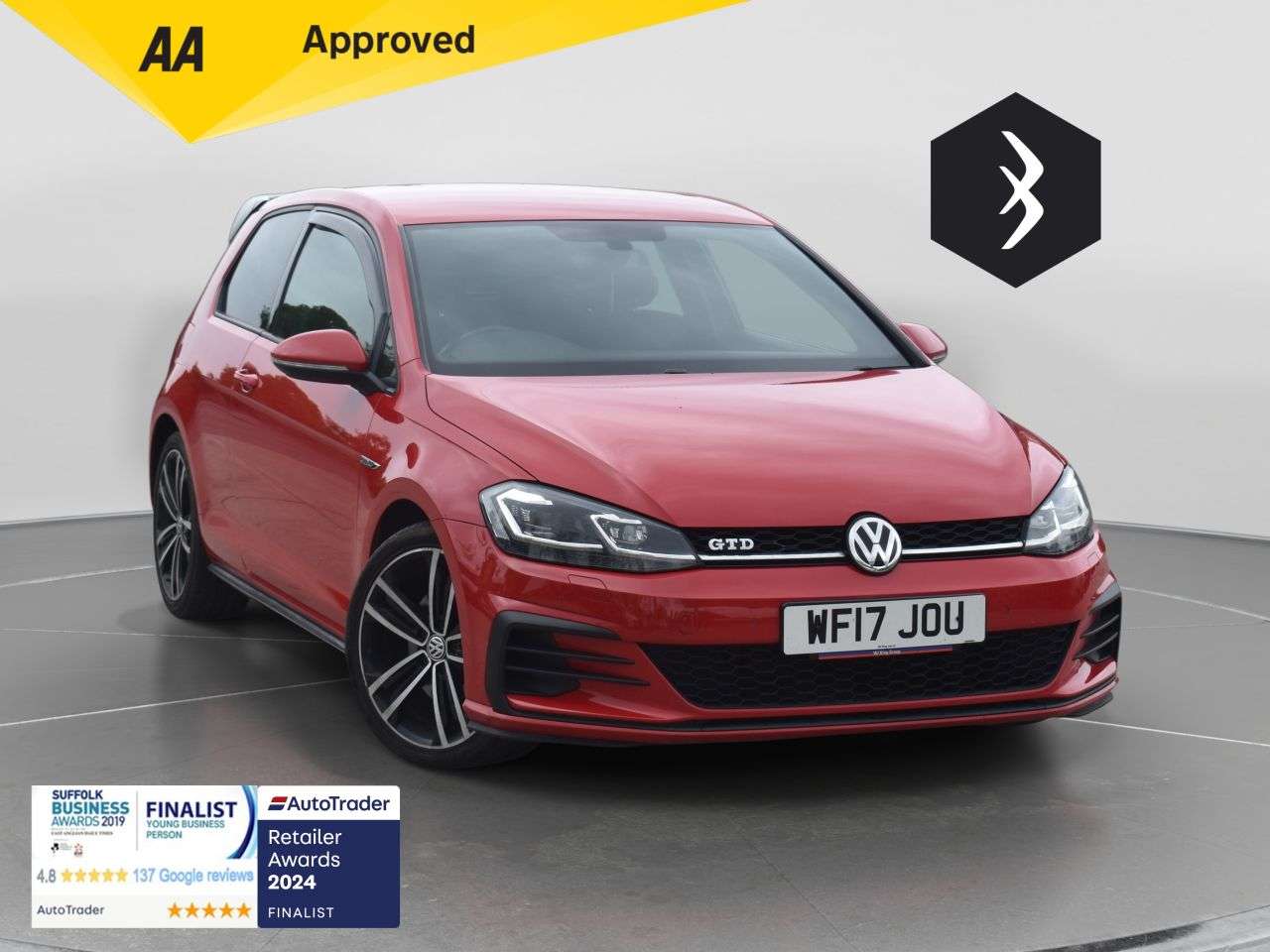 A 2017 VOLKSWAGEN GOLF 2.0 TDI BlueMotion Tech GTD Hatchback 3dr Diesel Manual Euro 6 (s/s) (184 p A 2017 VOLKSWAGEN GOLF 2.0 TDI BlueMotion Tech GTD Hatchback 3dr Diesel Manual Euro 6 (s/s) (184 p