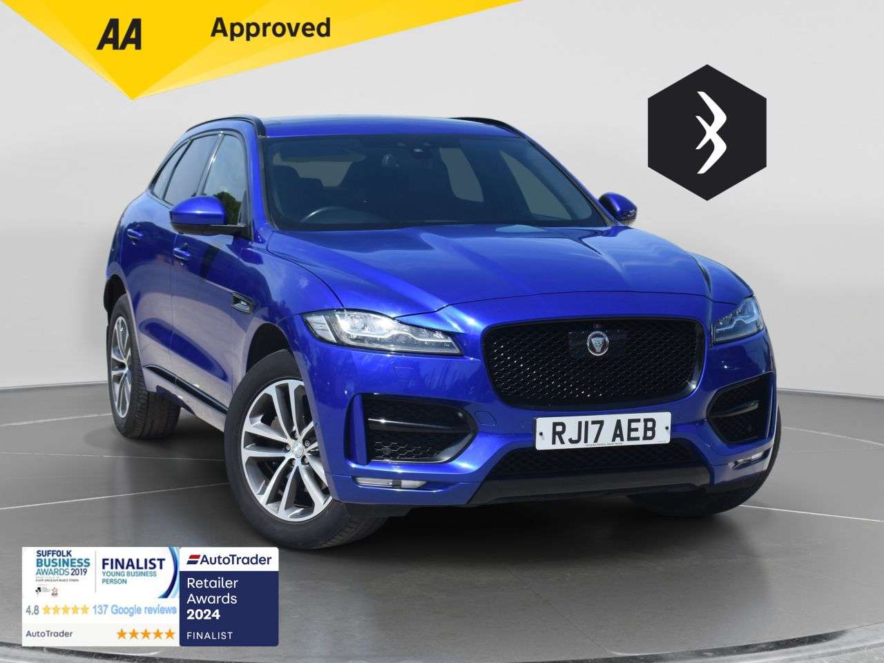 A 2017 JAGUAR F-PACE 2.0 D180 R-Sport SUV 5dr Diesel Auto AWD Euro 6 (s/s) (180 ps) ***128 AA CH A 2017 JAGUAR F-PACE 2.0 D180 R-Sport SUV 5dr Diesel Auto AWD Euro 6 (s/s) (180 ps) ***128 AA CH