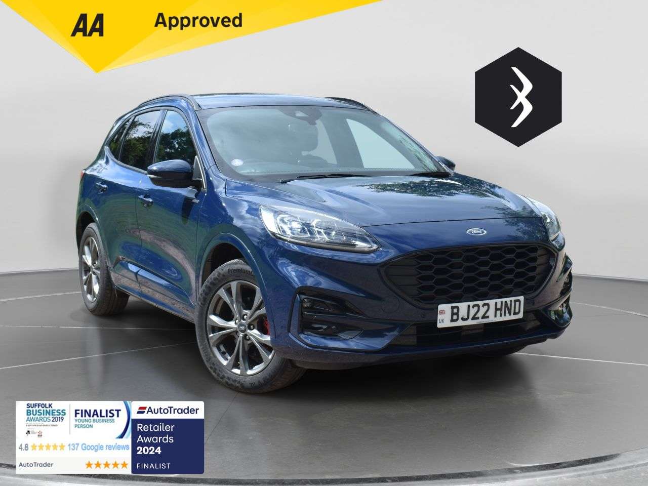 A 2022 FORD KUGA 2.5 EcoBoost Duratec 14.4kWh ST-Line SUV 5dr Petrol Plug-in Hybrid CVT Euro A 2022 FORD KUGA 2.5 EcoBoost Duratec 14.4kWh ST-Line SUV 5dr Petrol Plug-in Hybrid CVT Euro