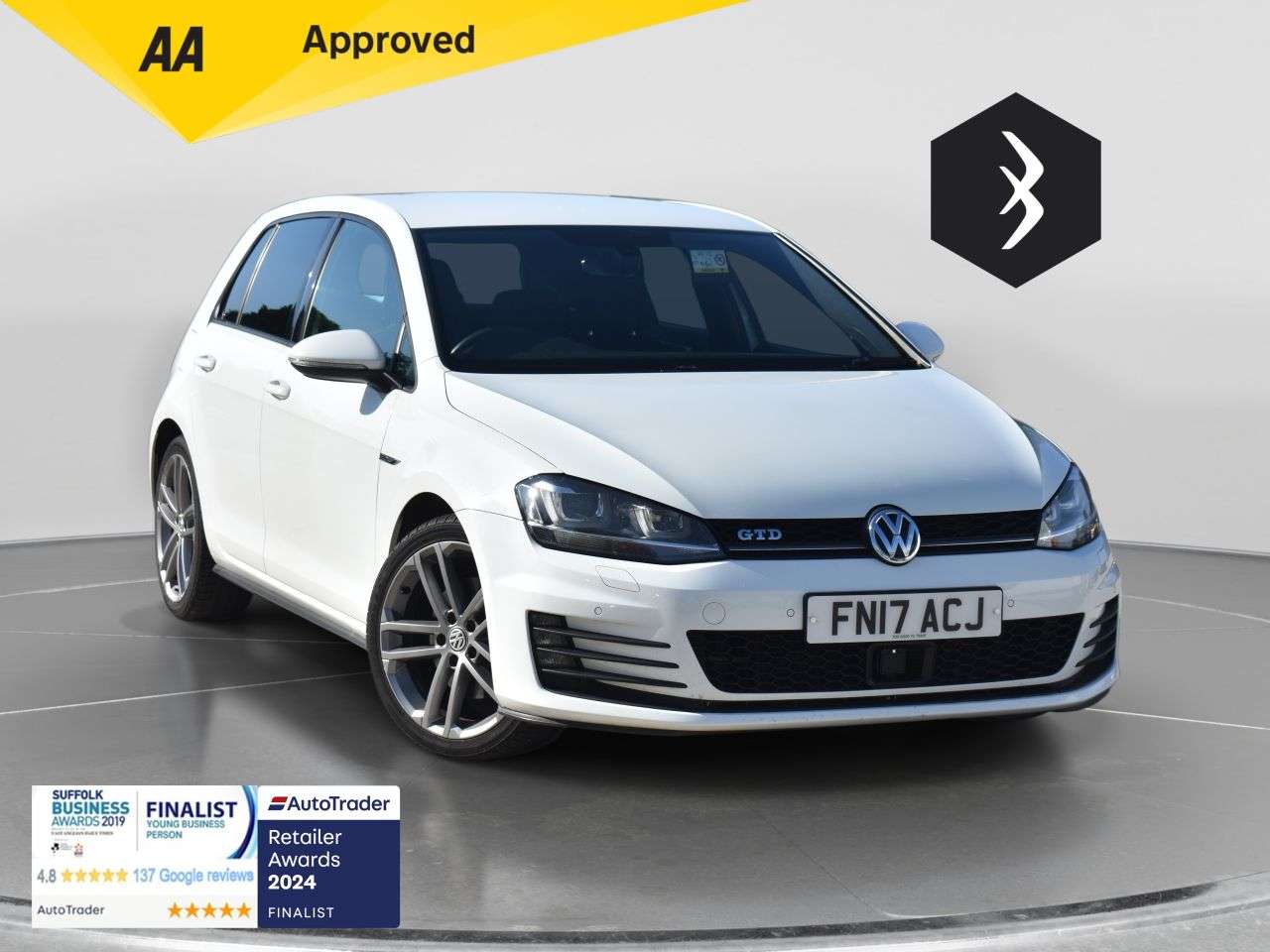 A 2017 VOLKSWAGEN GOLF 2.0 TDI BlueMotion Tech GTD Hatchback 5dr Diesel Manual Euro 6 (s/s) (184 p A 2017 VOLKSWAGEN GOLF 2.0 TDI BlueMotion Tech GTD Hatchback 5dr Diesel Manual Euro 6 (s/s) (184 p
