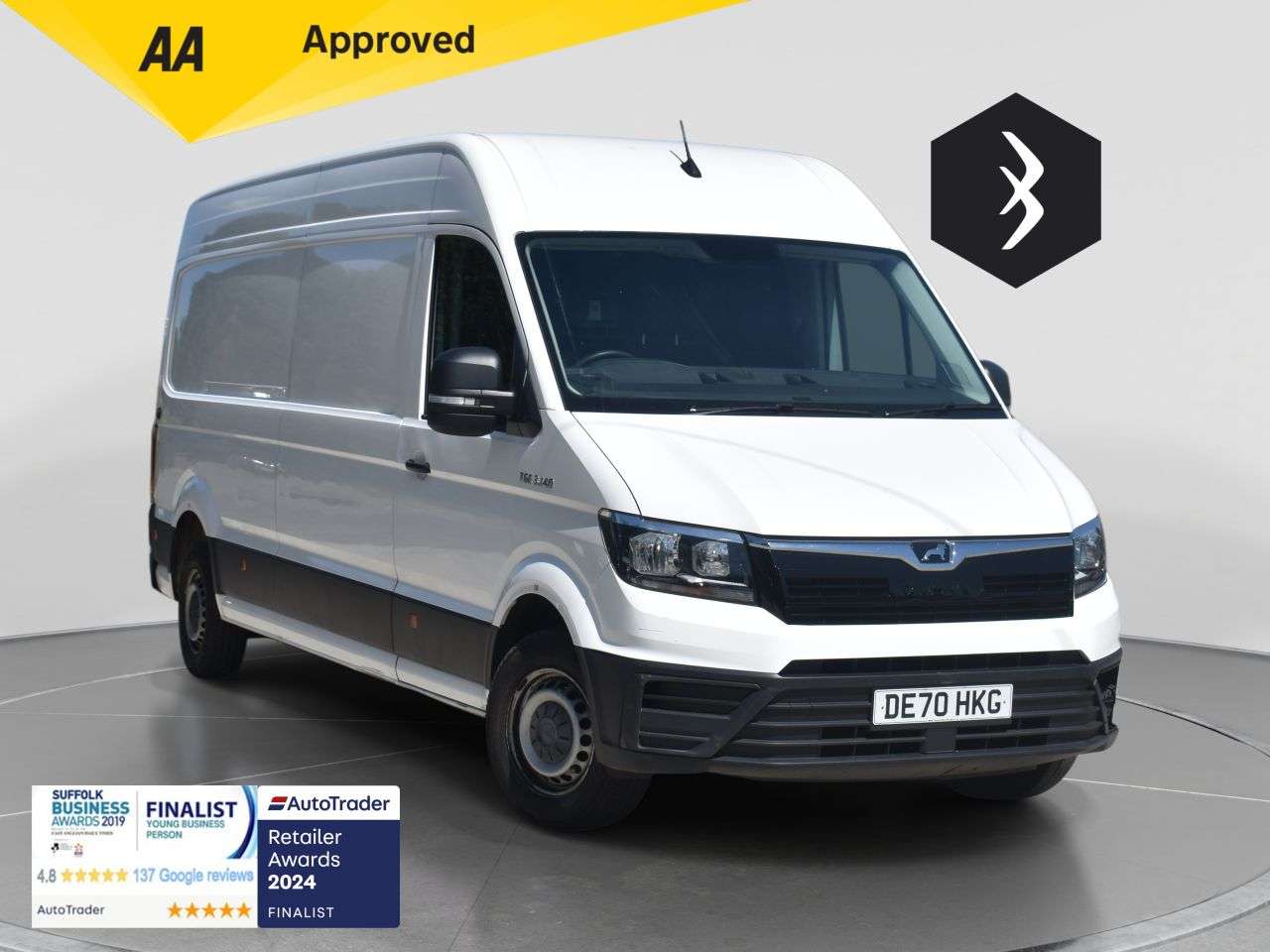 A 2020 MAN TGE 2.0 3140d Panel Van 5dr Diesel Manual FWD LWB High Roof Euro 6 (s/s) (140 p A 2020 MAN TGE 2.0 3140d Panel Van 5dr Diesel Manual FWD LWB High Roof Euro 6 (s/s) (140 p