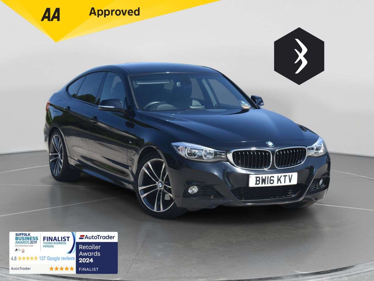 A 2016 BMW 3 SERIES GRAN TURISMO 2.0 320d M Sport GT 5dr Diesel Auto Euro 6 (s/s) (190 ps) ***REFUREBED WHEE A 2016 BMW 3 SERIES GRAN TURISMO 2.0 320d M Sport GT 5dr Diesel Auto Euro 6 (s/s) (190 ps) ***REFUREBED WHEE