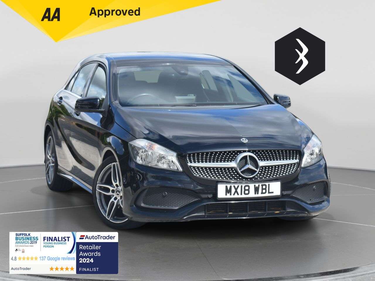 A 2018 MERCEDES-BENZ A CLASS 1.6 A180 AMG Line Hatchback 5dr Petrol Manual Euro 6 (s/s) (122 ps) ***128 A 2018 MERCEDES-BENZ A CLASS 1.6 A180 AMG Line Hatchback 5dr Petrol Manual Euro 6 (s/s) (122 ps) ***128
