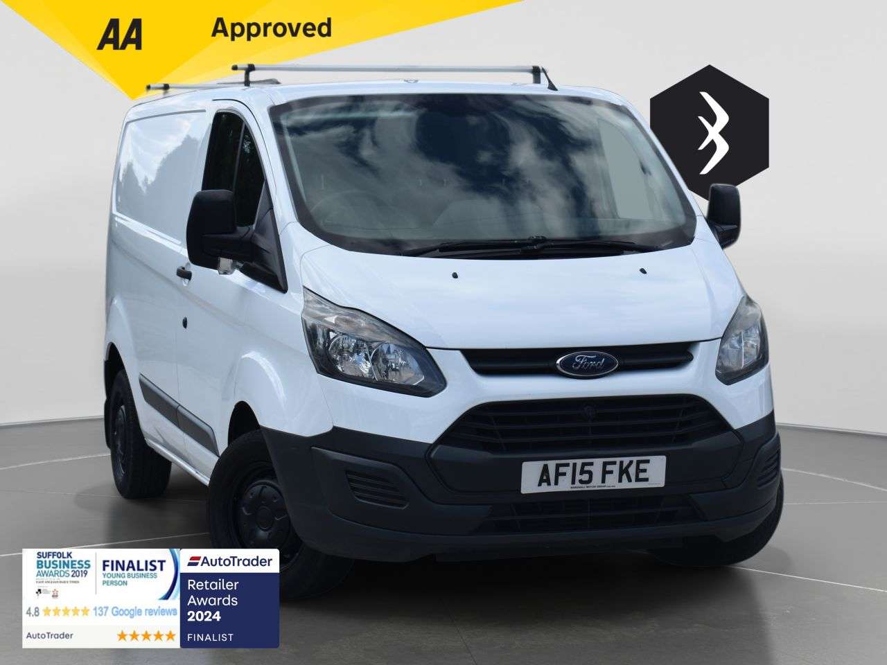 A 2015 FORD TRANSIT CUSTOM 2.2 TDCi 290 Panel Van 5dr Diesel Manual L1 H1 (186 g/km, 98 bhp) ***128 AA A 2015 FORD TRANSIT CUSTOM 2.2 TDCi 290 Panel Van 5dr Diesel Manual L1 H1 (186 g/km, 98 bhp) ***128 AA