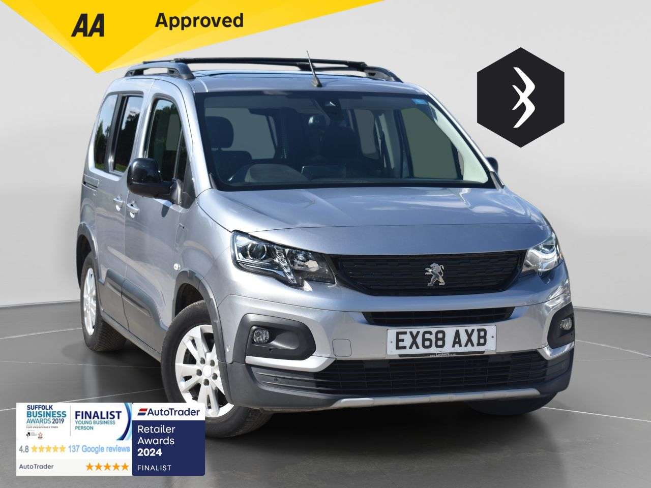 A 2018 PEUGEOT RIFTER 1.5 BlueHDi GT Line Standard MPV 5dr Diesel Manual Euro 6 (s/s) (130 ps) ** A 2018 PEUGEOT RIFTER 1.5 BlueHDi GT Line Standard MPV 5dr Diesel Manual Euro 6 (s/s) (130 ps) **