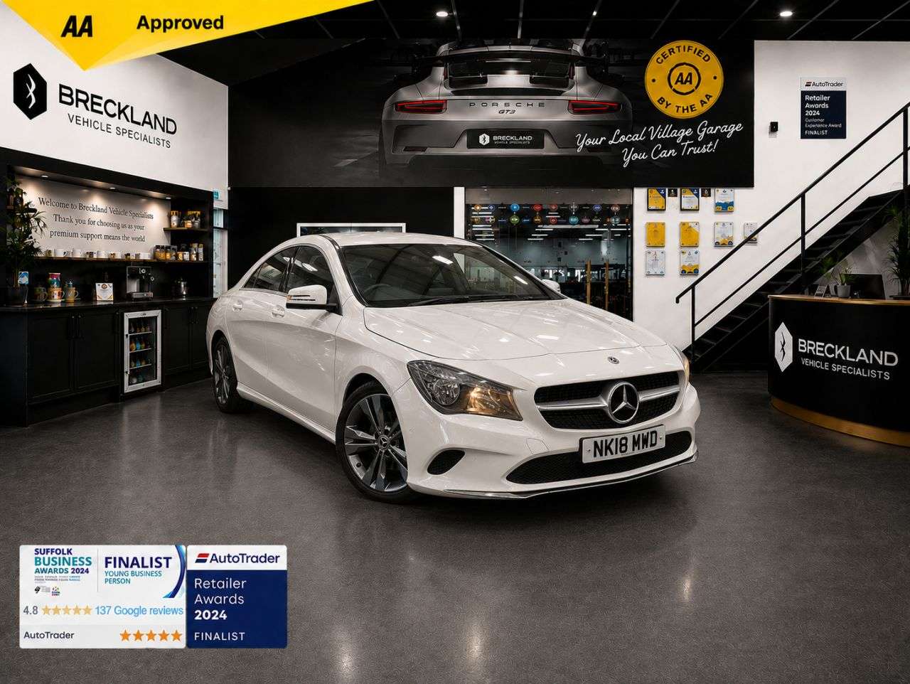 A 2018 MERCEDES-BENZ CLA 1.6 CLA180 Sport Coupe 4dr Petrol Manual Euro 6 (s/s) (122 ps) ***128 AA PO A 2018 MERCEDES-BENZ CLA 1.6 CLA180 Sport Coupe 4dr Petrol Manual Euro 6 (s/s) (122 ps) ***128 AA PO