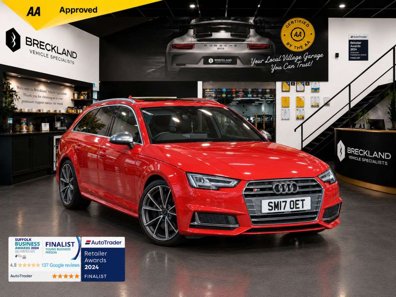 A 2017 AUDI S4 AVANT 3.0 TFSI V6 Estate 5dr Petrol Tiptronic quattro Euro 6 (s/s) (354 ps) ***12 A 2017 AUDI S4 AVANT 3.0 TFSI V6 Estate 5dr Petrol Tiptronic quattro Euro 6 (s/s) (354 ps) ***12