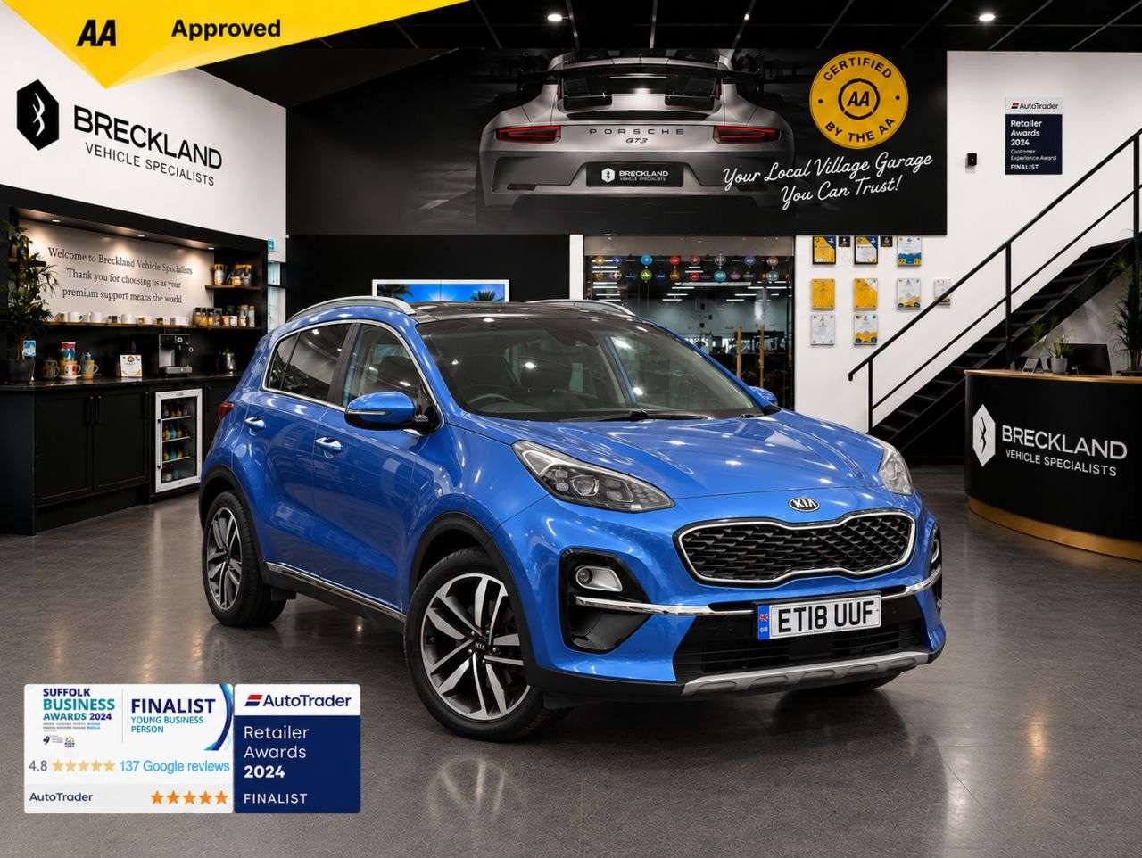 A 2018 KIA SPORTAGE 1.6 T-GDi 4 SUV 5dr Petrol Manual Euro 6 (s/s) (174 bhp) ***128 AA POINT CH A 2018 KIA SPORTAGE 1.6 T-GDi 4 SUV 5dr Petrol Manual Euro 6 (s/s) (174 bhp) ***128 AA POINT CH