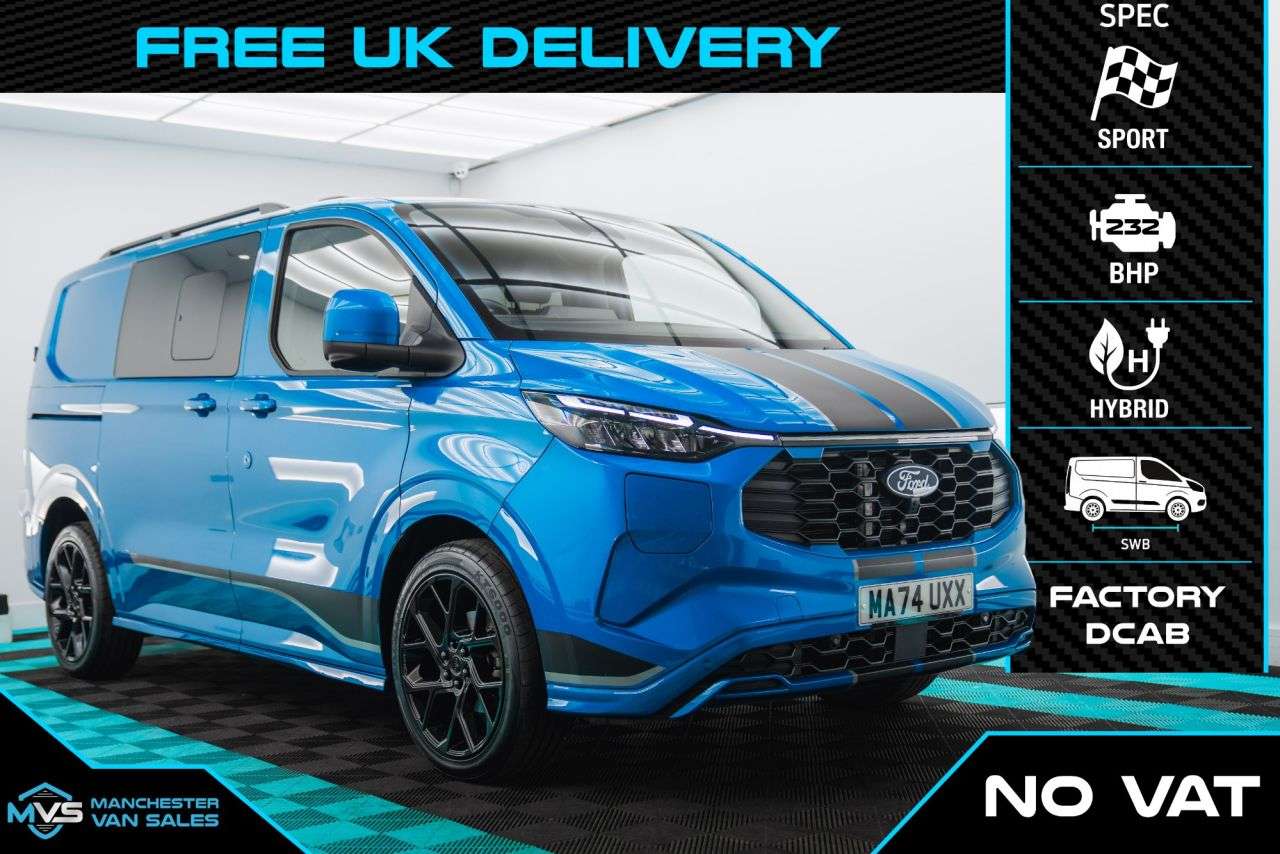 A 2024 FORD TRANSIT CUSTOM 2.5 320 SWB FACTORY SPORT PHEV 232BHP AUTO - NO VAT TO PAY A 2024 FORD TRANSIT CUSTOM 2.5 320 SWB FACTORY SPORT PHEV 232BHP AUTO - NO VAT TO PAY