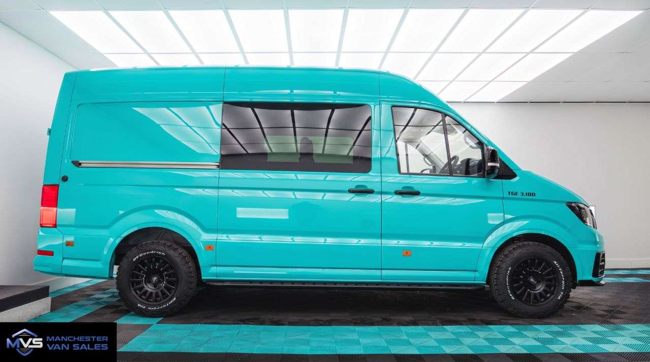 A 2026 MAN TGE 2.0 MWB FWD MCR SPORTS EDITION CREW VAN 180BHP AUTO - TURQUOISE BLUE A 2026 MAN TGE 2.0 MWB FWD MCR SPORTS EDITION CREW VAN 180BHP AUTO - TURQUOISE BLUE