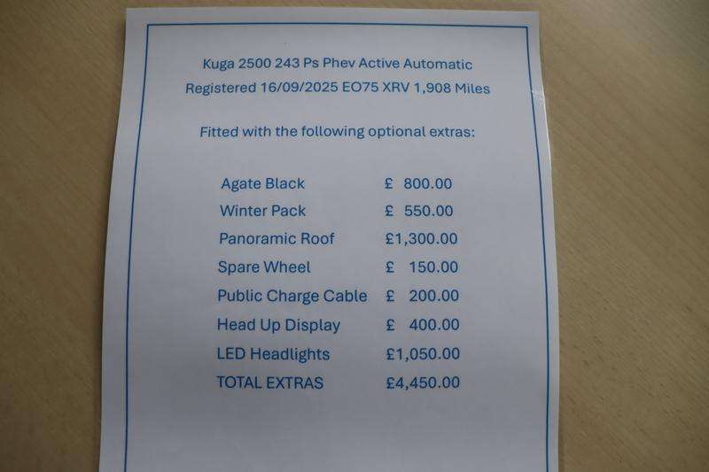A 2025 FORD KUGA 2.5 Duratec 14.4kWh Active SUV 5dr Petrol Plug-in Hybrid CVT Euro 6 (s/s) (243 ps) A 2025 FORD KUGA 2.5 Duratec 14.4kWh Active SUV 5dr Petrol Plug-in Hybrid CVT Euro 6 (s/s) (243 ps)