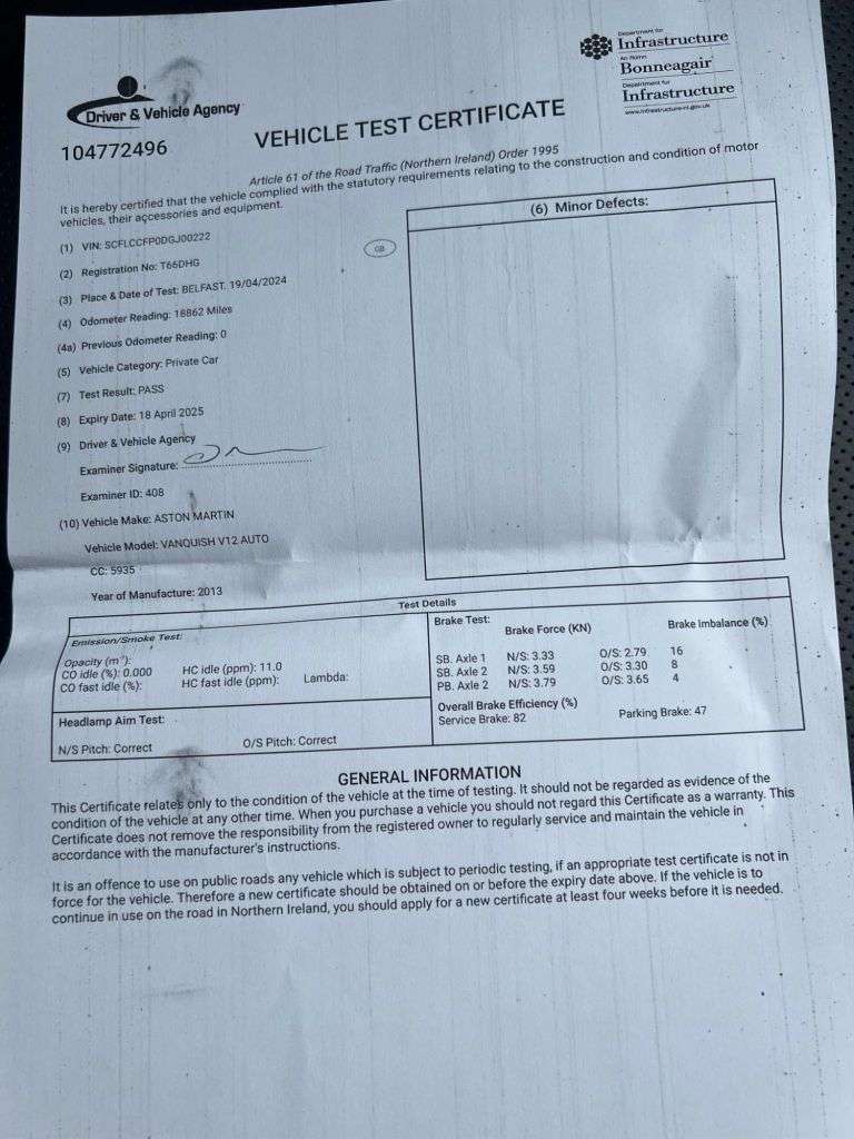 2013 ASTON MARTIN VANQUISH 2013 ASTON MARTIN VANQUISH