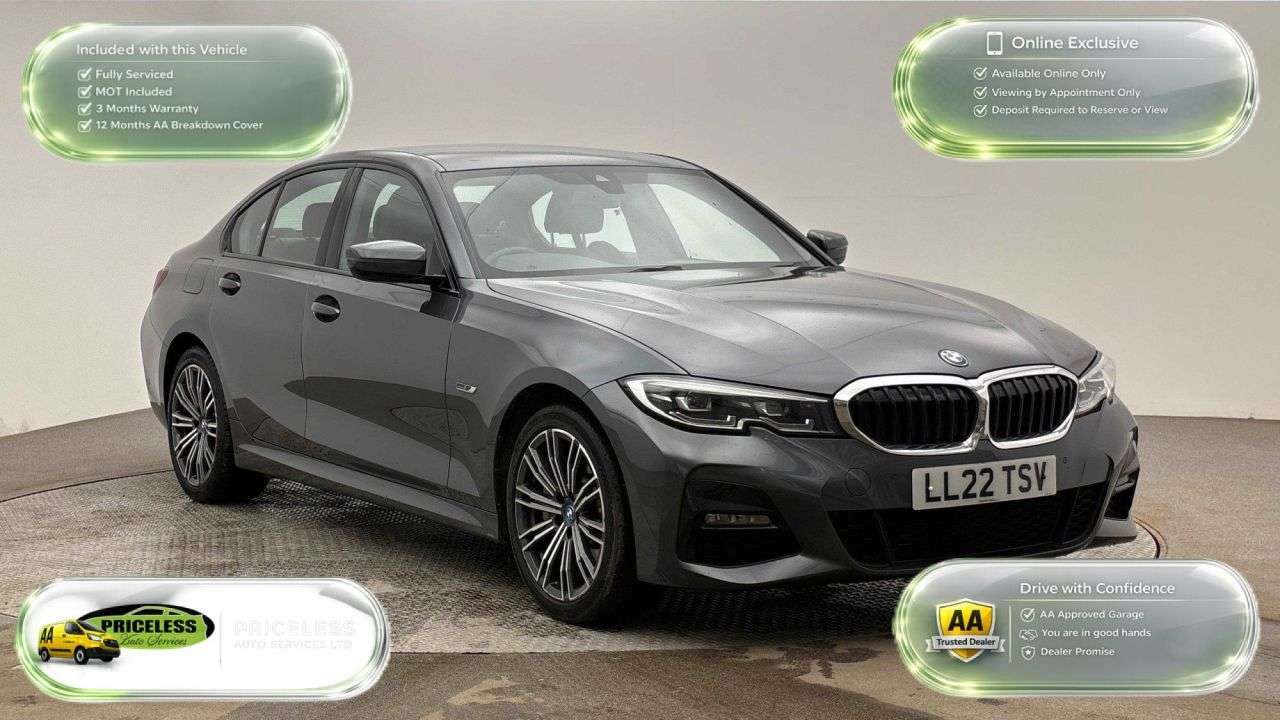 A 2022 BMW 3 SERIES AUTOMATIC 2.0 330e 12kWh M Sport Saloon 4dr Petrol Plug-in Hybrid Auto Euro A 2022 BMW 3 SERIES AUTOMATIC 2.0 330e 12kWh M Sport Saloon 4dr Petrol Plug-in Hybrid Auto Euro