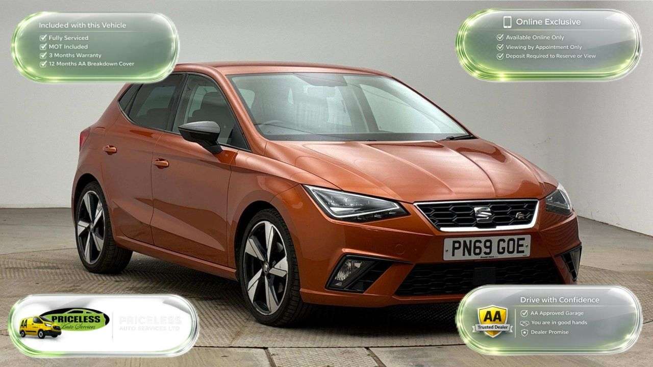 A 2019 SEAT IBIZA 1.0 TSI FR Hatchback 5dr Petrol Manual Euro 6 (s/s) GPF (115 ps) A 2019 SEAT IBIZA 1.0 TSI FR Hatchback 5dr Petrol Manual Euro 6 (s/s) GPF (115 ps)