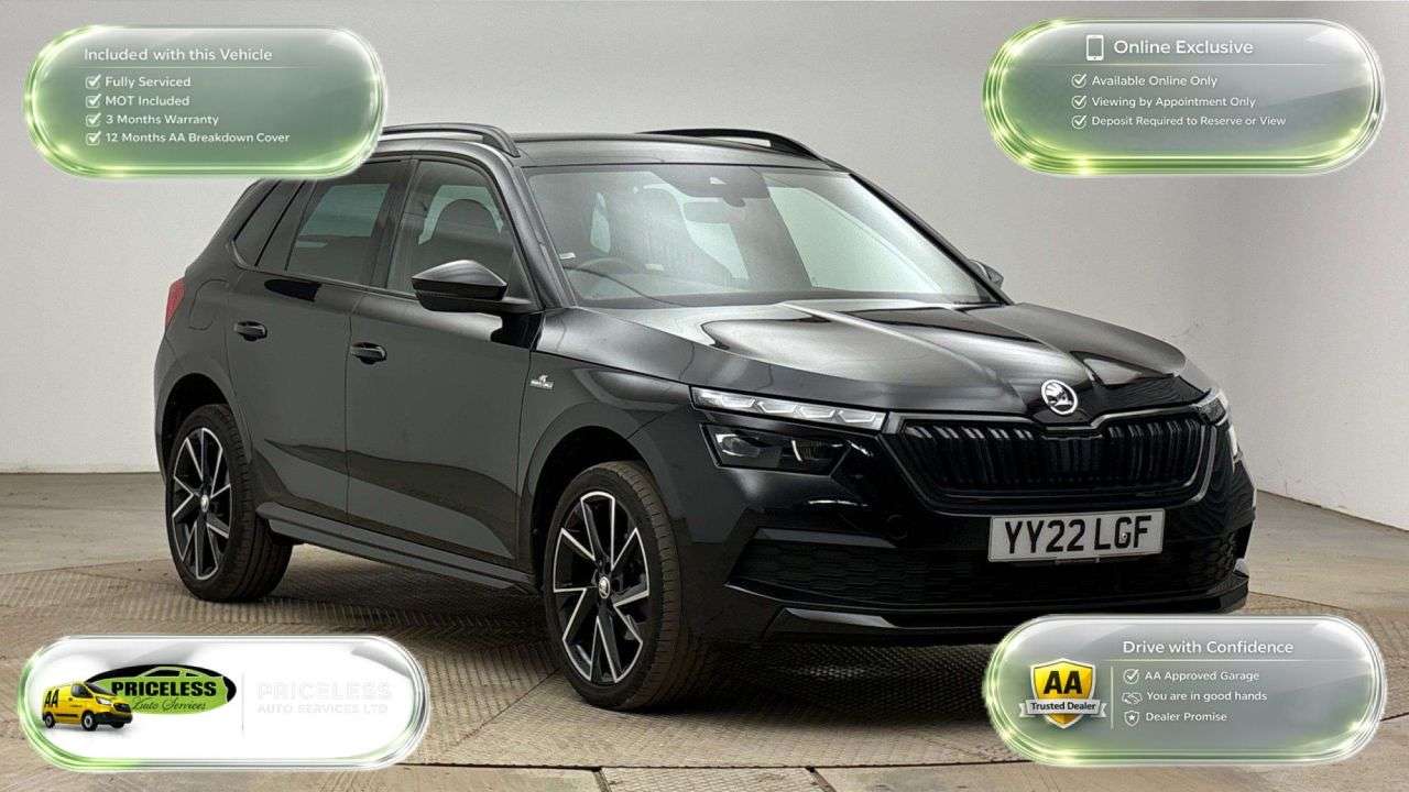 A 2022 SKODA KAMIQ AUTOMATIC 1.5 TSI ACT Monte Carlo SUV 5dr Petrol DSG Euro 6 (s/s) (150 ps) A 2022 SKODA KAMIQ AUTOMATIC 1.5 TSI ACT Monte Carlo SUV 5dr Petrol DSG Euro 6 (s/s) (150 ps)