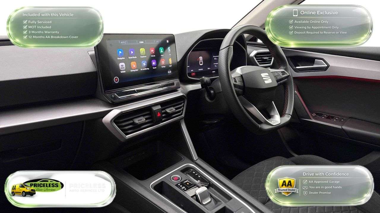 A 2023 SEAT LEON AUTOMATIC 1.5 eTSI MHEV FR Hatchback 5dr Petrol Hybrid DSG Euro 6 (s/s) (15 A 2023 SEAT LEON AUTOMATIC 1.5 eTSI MHEV FR Hatchback 5dr Petrol Hybrid DSG Euro 6 (s/s) (15