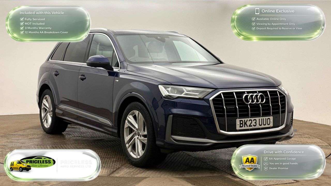 A 2023 AUDI Q7 AUTOMATIC 3.0 TDI V6 50 S line SUV 5dr Diesel Tiptronic quattro Euro 6 (s/s A 2023 AUDI Q7 AUTOMATIC 3.0 TDI V6 50 S line SUV 5dr Diesel Tiptronic quattro Euro 6 (s/s