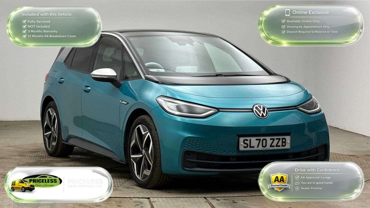 A 2020 VOLKSWAGEN ID.3 AUTOMATIC Pro Performance 58kWh 1ST Edition Hatchback 5dr Electric Auto (20 A 2020 VOLKSWAGEN ID.3 AUTOMATIC Pro Performance 58kWh 1ST Edition Hatchback 5dr Electric Auto (20