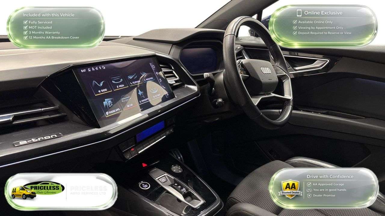 A 2023 AUDI Q4 E-TRON AUTOMATIC 40 S line Sportback 5dr Electric Auto 82kWh (204 ps) A 2023 AUDI Q4 E-TRON AUTOMATIC 40 S line Sportback 5dr Electric Auto 82kWh (204 ps)
