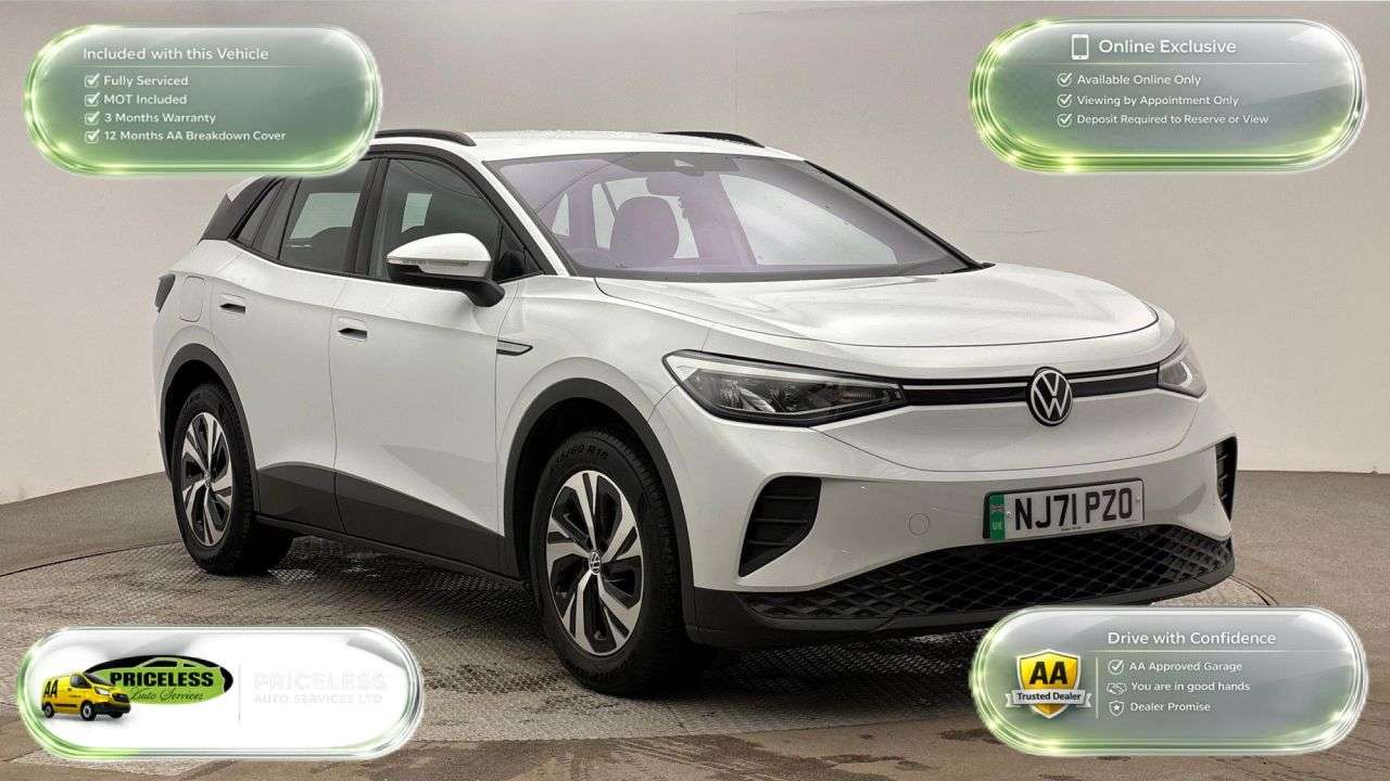 A 2021 VOLKSWAGEN ID.4 Pure 52kWh City SUV 5dr Electric Auto (148 ps) A 2021 VOLKSWAGEN ID.4 Pure 52kWh City SUV 5dr Electric Auto (148 ps)