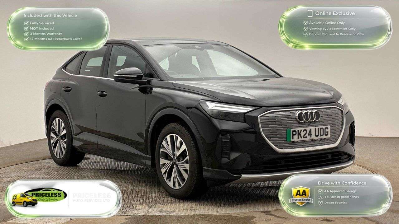 A 2024 AUDI Q4 E-TRON AUTOMATIC 40 Sport Sportback 5dr Electric Auto 82kWh (204 ps) A 2024 AUDI Q4 E-TRON AUTOMATIC 40 Sport Sportback 5dr Electric Auto 82kWh (204 ps)