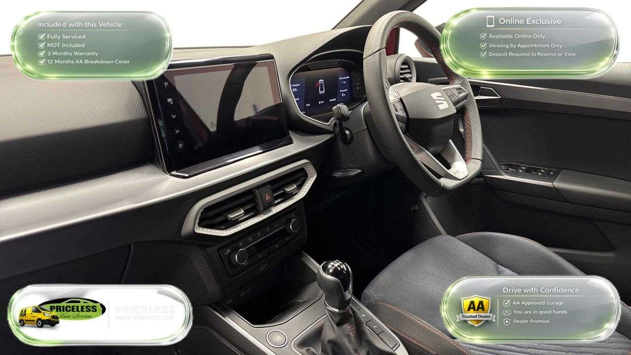 A 2024 SEAT ARONA 1.0 TSI FR Limited Edition SUV 5dr Petrol Manual Euro 6 (s/s) (115 ps) A 2024 SEAT ARONA 1.0 TSI FR Limited Edition SUV 5dr Petrol Manual Euro 6 (s/s) (115 ps)