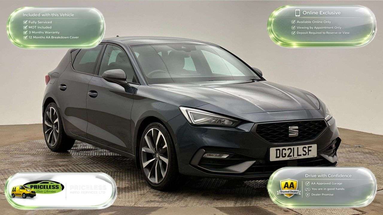 A 2021 SEAT LEON 1.5 TSI EVO FR Sport Hatchback 5dr Petrol Manual Euro 6 (s/s) (150 ps) A 2021 SEAT LEON 1.5 TSI EVO FR Sport Hatchback 5dr Petrol Manual Euro 6 (s/s) (150 ps)