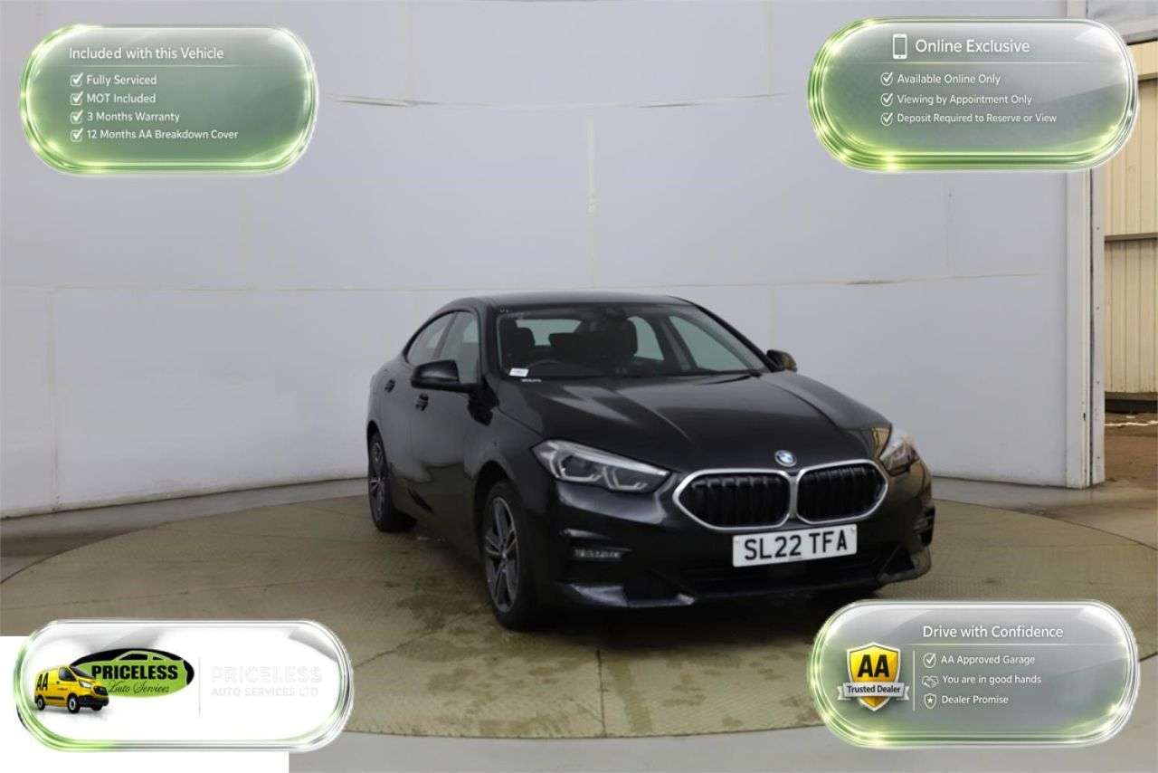 A 2022 BMW 2 SERIES GRAN COUPE 1.5 218i Sport (LCP) Saloon 4dr Petrol Manual Euro 6 (s/s) (136 ps) A 2022 BMW 2 SERIES GRAN COUPE 1.5 218i Sport (LCP) Saloon 4dr Petrol Manual Euro 6 (s/s) (136 ps)