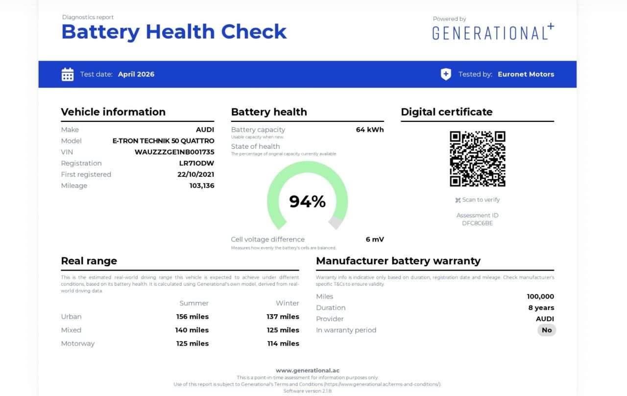 A 2021 AUDI E-TRON 50 Technik SUV 5dr Electric Auto quattro 71.2kWh (11kW Charger) (313 ps) A 2021 AUDI E-TRON 50 Technik SUV 5dr Electric Auto quattro 71.2kWh (11kW Charger) (313 ps)