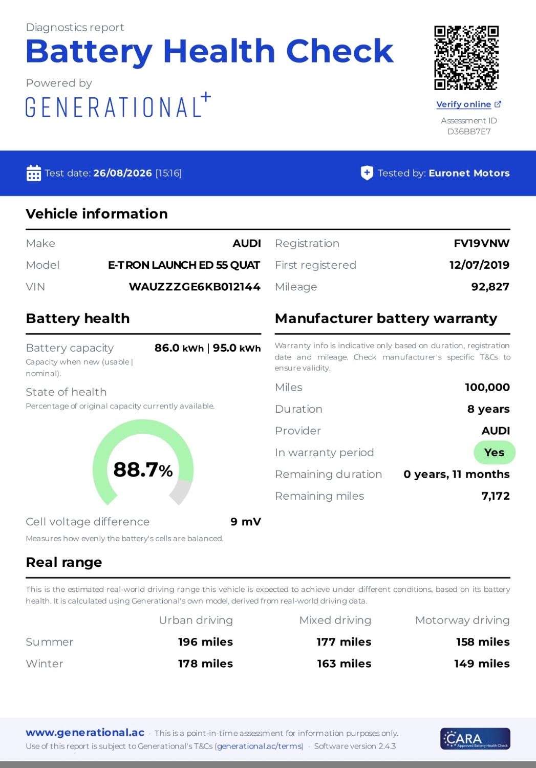 A 2019 AUDI E-TRON 55 Launch Edition SUV 5dr Electric Auto quattro 95kWh (408 ps) A 2019 AUDI E-TRON 55 Launch Edition SUV 5dr Electric Auto quattro 95kWh (408 ps)