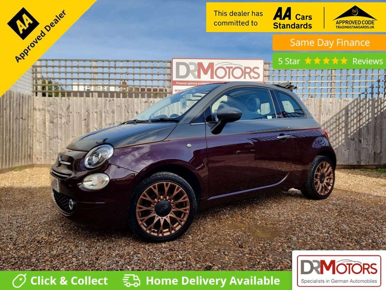 A 2019 FIAT 500C 1.2 Collezione Convertible 2dr Petrol Manual Euro 6 (s/s) (69 bhp) + BLUETO A 2019 FIAT 500C 1.2 Collezione Convertible 2dr Petrol Manual Euro 6 (s/s) (69 bhp) + BLUETO