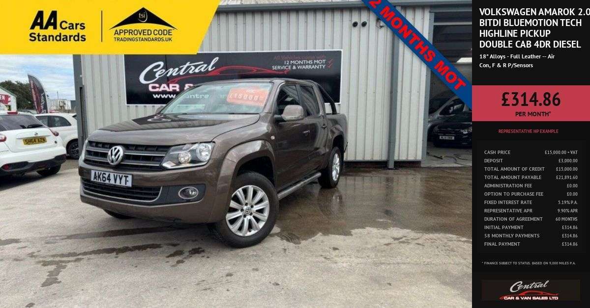 A 2014 VOLKSWAGEN AMAROK 2.0 BiTDI BlueMotion Tech Highline Pickup Double Cab 4dr Diesel Auto 4Motio A 2014 VOLKSWAGEN AMAROK 2.0 BiTDI BlueMotion Tech Highline Pickup Double Cab 4dr Diesel Auto 4Motio