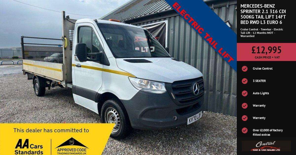 A 2020 MERCEDES-BENZ SPRINTER 2.1 316 CDI 500kg Tail Lift 14ft Bed RWD L3 Euro 6 (163 ps) Cruise Control A 2020 MERCEDES-BENZ SPRINTER 2.1 316 CDI 500kg Tail Lift 14ft Bed RWD L3 Euro 6 (163 ps) Cruise Control