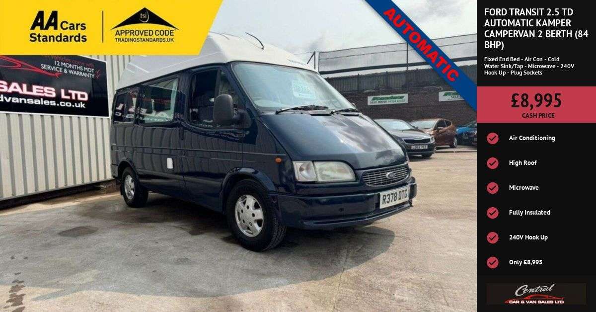 A 1997 FORD TRANSIT 2.5 TD Automatic Kamper Campervan 2 Berth (84 bhp) Air Con - Cold Water Sin A 1997 FORD TRANSIT 2.5 TD Automatic Kamper Campervan 2 Berth (84 bhp) Air Con - Cold Water Sin