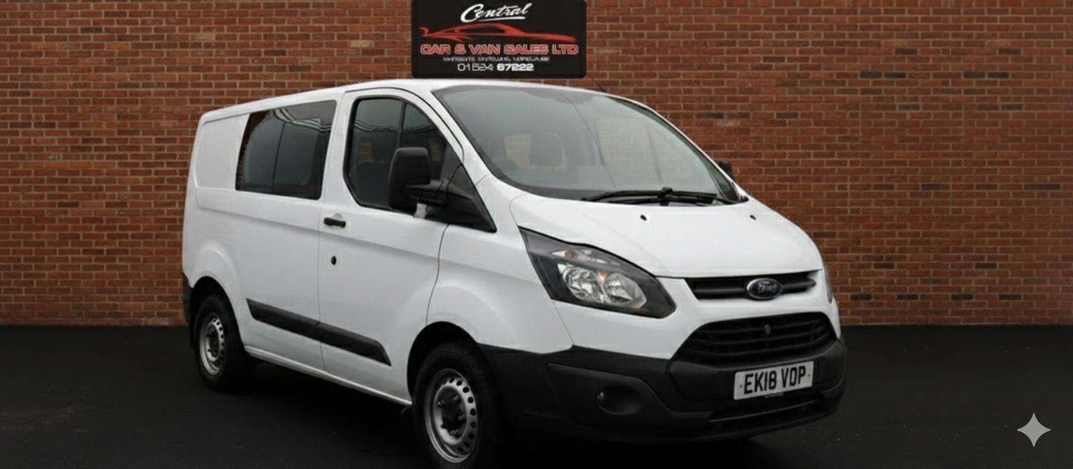A 2018 FORD TRANSIT CUSTOM Crew Van 5 Seater 2.0 TDCI 104 bhp Air Con - F& R P/Sensors A 2018 FORD TRANSIT CUSTOM Crew Van 5 Seater 2.0 TDCI 104 bhp Air Con - F& R P/Sensors