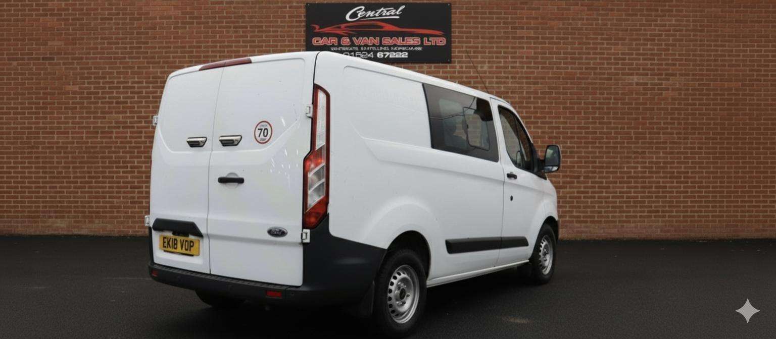 A 2018 FORD TRANSIT CUSTOM Crew Van 5 Seater 2.0 TDCI 104 bhp Air Con - F& R P/Sensors A 2018 FORD TRANSIT CUSTOM Crew Van 5 Seater 2.0 TDCI 104 bhp Air Con - F& R P/Sensors
