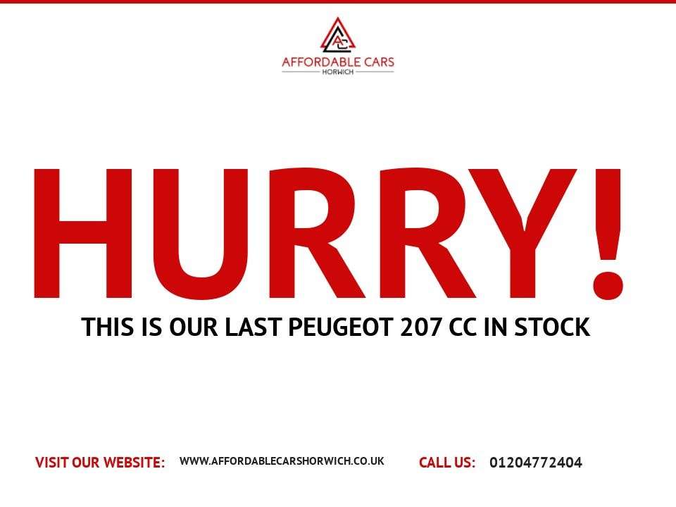 A 2010 PEUGEOT 207 CC 1.6 VTi Allure Convertible 2dr Petrol Manual Euro 5 (120 ps) A 2010 PEUGEOT 207 CC 1.6 VTi Allure Convertible 2dr Petrol Manual Euro 5 (120 ps)