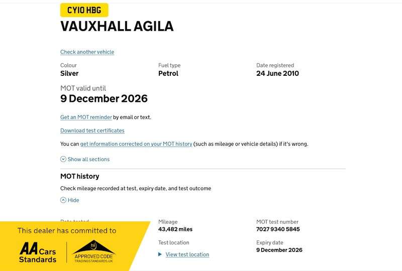 2010 VAUXHALL AGILA 2010 VAUXHALL AGILA