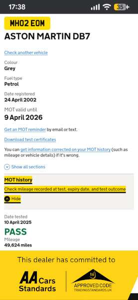 2002 ASTON MARTIN DB7 2002 ASTON MARTIN DB7