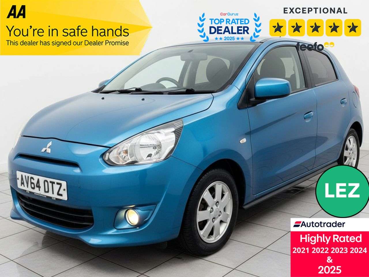 A 2014 MITSUBISHI MIRAGE 1.2 3 Hatchback 5dr Petrol CVT Euro 5 (s/s) (79 ps) Ideal 1st Driver - P/X A 2014 MITSUBISHI MIRAGE 1.2 3 Hatchback 5dr Petrol CVT Euro 5 (s/s) (79 ps) Ideal 1st Driver - P/X