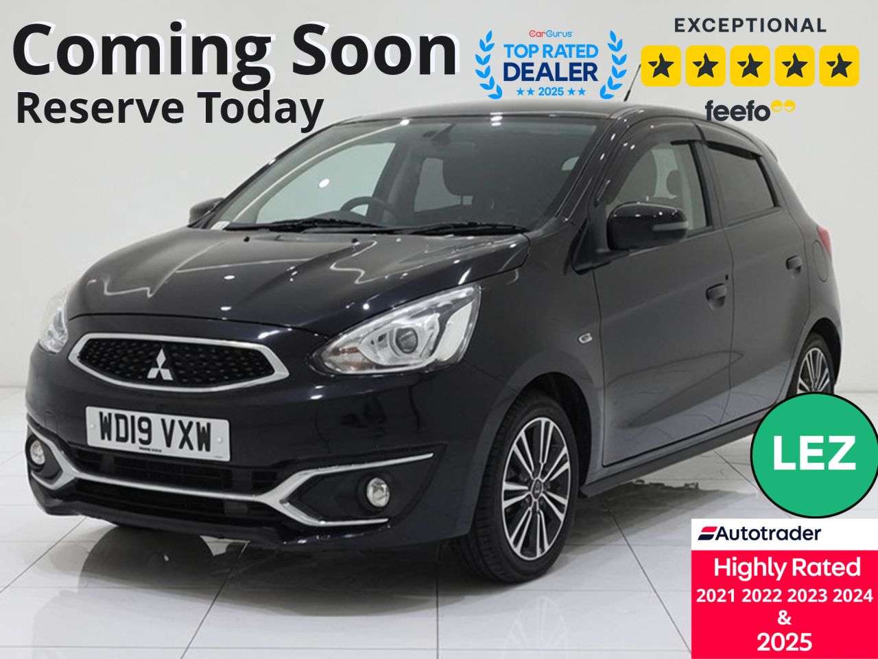 A 2019 MITSUBISHI MIRAGE 1.2 4 Hatchback 5dr Petrol CVT Euro 6 (s/s) (79 ps) Part Exchange Welcome A 2019 MITSUBISHI MIRAGE 1.2 4 Hatchback 5dr Petrol CVT Euro 6 (s/s) (79 ps) Part Exchange Welcome
