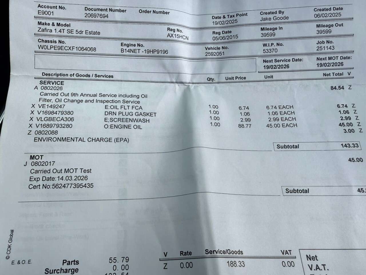 2015 VAUXHALL ZAFIRA TOURER 2015 VAUXHALL ZAFIRA TOURER