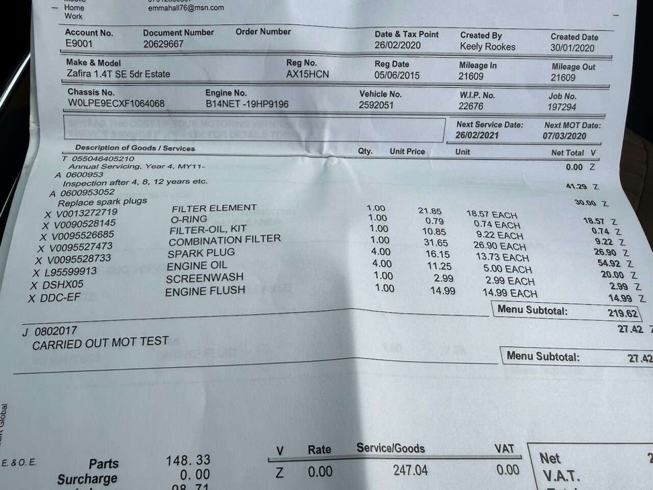 2015 VAUXHALL ZAFIRA TOURER 2015 VAUXHALL ZAFIRA TOURER