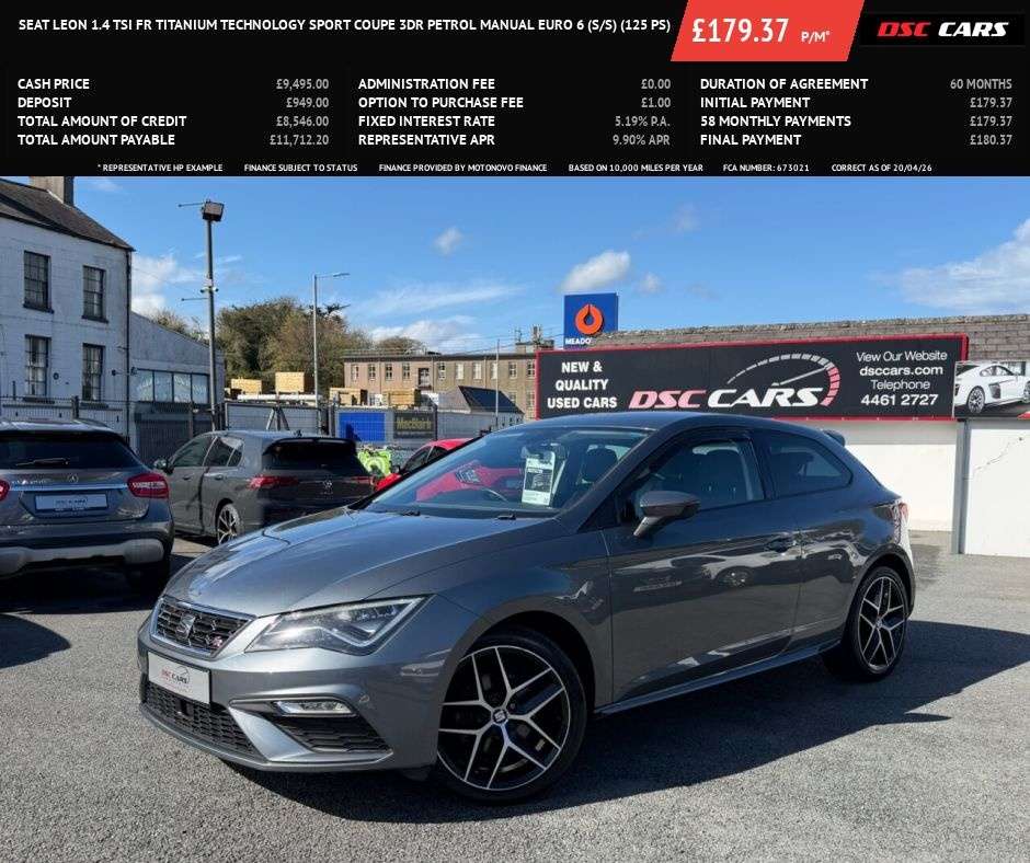 A 2017 SEAT LEON 1.4 TSI FR Titanium Technology Sport Coupe 3dr Petrol Manual Euro 6 (s/s) ( A 2017 SEAT LEON 1.4 TSI FR Titanium Technology Sport Coupe 3dr Petrol Manual Euro 6 (s/s) (