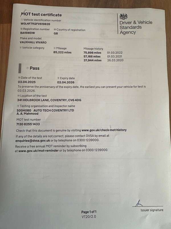 2015 VAUXHALL VIVARO 2015 VAUXHALL VIVARO