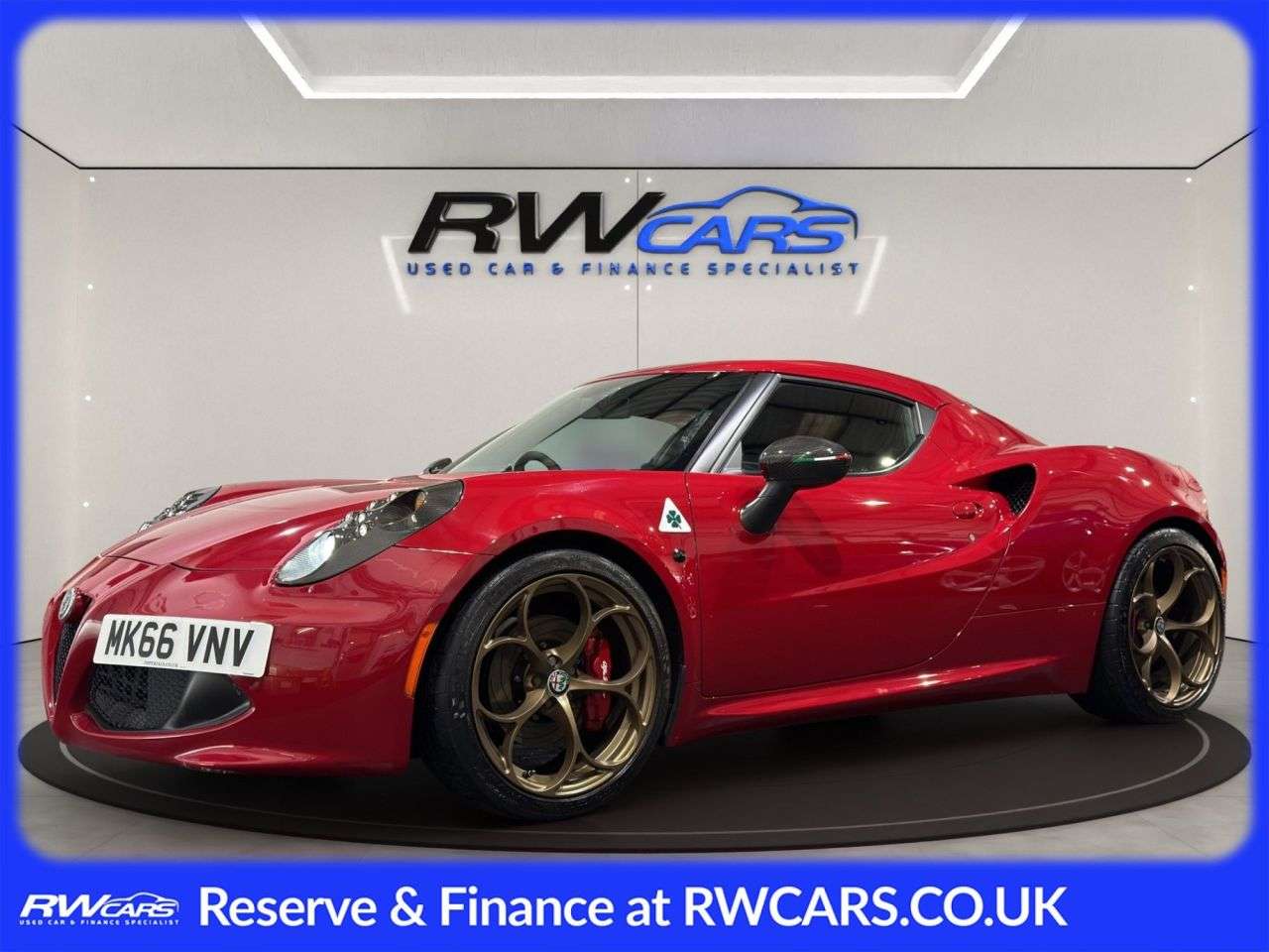 A 2016 ALFA ROMEO 4C 1750 TBi Coupe 2dr Petrol TCT Euro 6 (240 bhp) A 2016 ALFA ROMEO 4C 1750 TBi Coupe 2dr Petrol TCT Euro 6 (240 bhp)